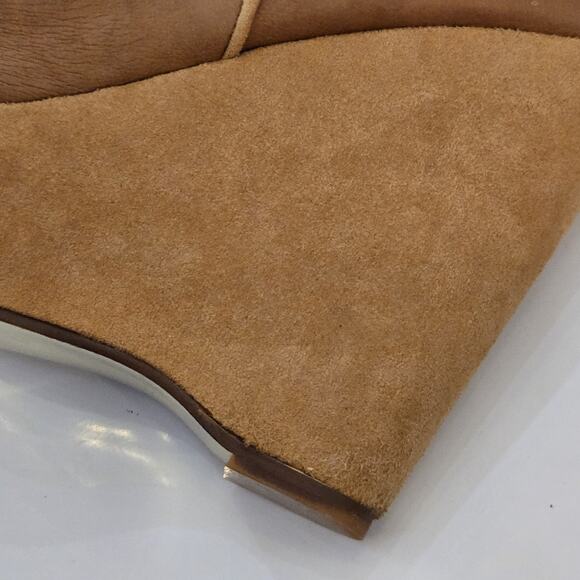 Stella McCartney Beige Leather Brown Wedge Ankle Boot Size 39 - Picture 6 of 12